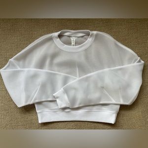 ALO Yoga White Mesh Workout Long-sleeve Top, Size Small, Cropped Fit
